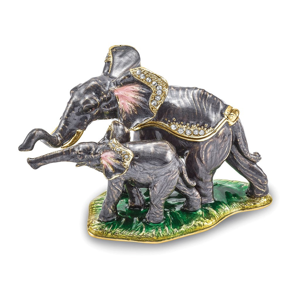Jere Luxury Giftware, Bejeweled ELLA & ELI Mom & Baby Elephant Trinket Box with Matching Pendant Trinket Box & Keepsake Container Collectible Gift by Jere Luxury Giftware