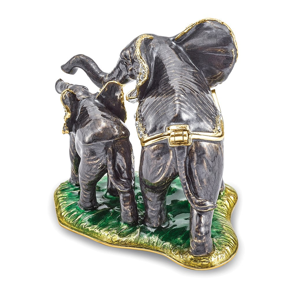 Jere Luxury Giftware, Bejeweled ELLA & ELI Mom & Baby Elephant Trinket Box with Matching Pendant Trinket Box & Keepsake Container Collectible Gift by Jere Luxury Giftware