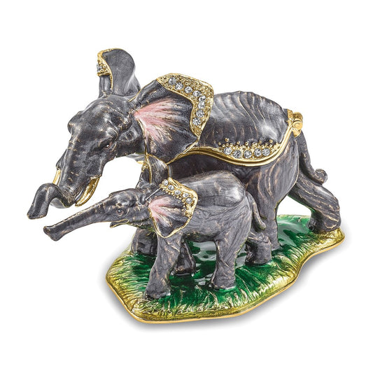 Jere Luxury Giftware, Bejeweled ELLA & ELI Mom & Baby Elephant Trinket Box with Matching Pendant Trinket Box & Keepsake Container Collectible Gift by Jere Luxury Giftware