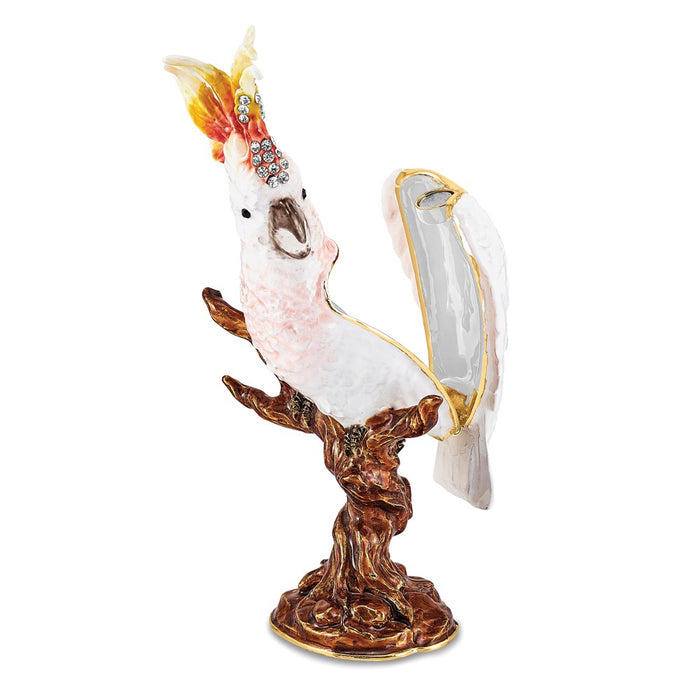 Jere Luxury Giftware, Bejeweled CARMEN Cockatoo Trinket Box with Matching Pendant