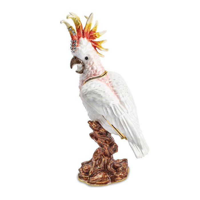 Jere Luxury Giftware, Bejeweled CARMEN Cockatoo Trinket Box with Matching Pendant