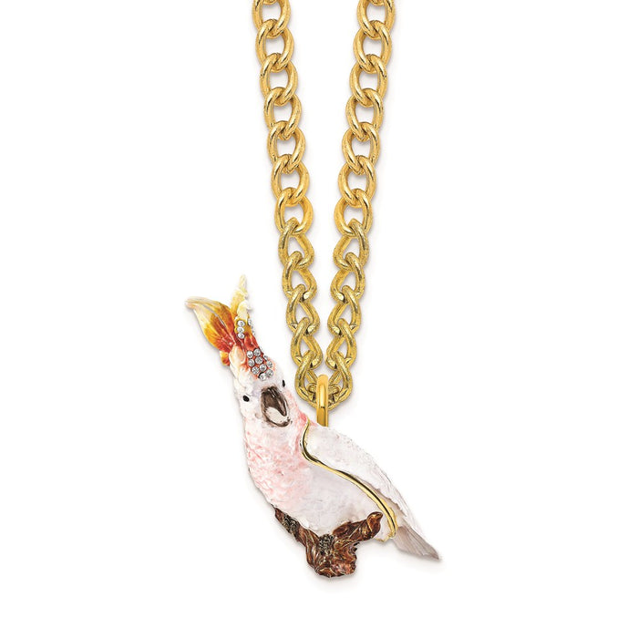 Jere Luxury Giftware, Bejeweled CARMEN Cockatoo Trinket Box with Matching Pendant