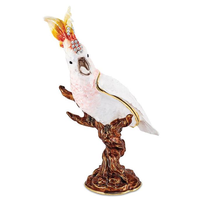 Jere Luxury Giftware, Bejeweled CARMEN Cockatoo Trinket Box with Matching Pendant