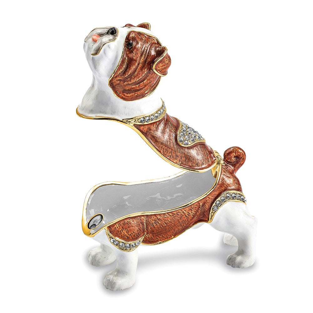 Jere Luxury Giftware, Bejeweled MAC English Bulldog Trinket Box with Matching Pendant Trinket Box & Keepsake Container Collectible Gift by Jere Luxury Giftware