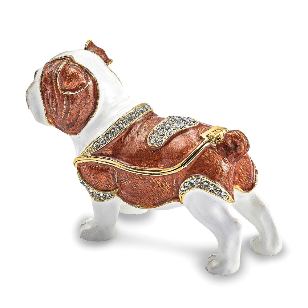 Jere Luxury Giftware, Bejeweled MAC English Bulldog Trinket Box with Matching Pendant Trinket Box & Keepsake Container Collectible Gift by Jere Luxury Giftware