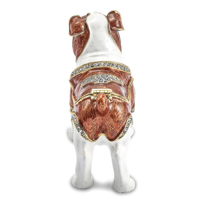Jere Luxury Giftware, Bejeweled MAC English Bulldog Trinket Box with Matching Pendant