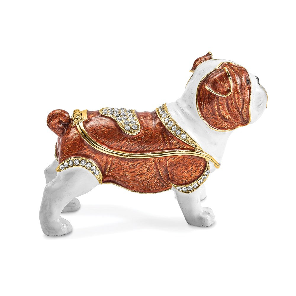 Jere Luxury Giftware, Bejeweled MAC English Bulldog Trinket Box with Matching Pendant Trinket Box & Keepsake Container Collectible Gift by Jere Luxury Giftware