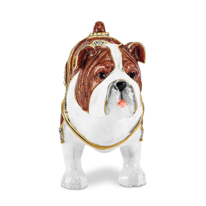 Jere Luxury Giftware, Bejeweled MAC English Bulldog Trinket Box with Matching Pendant