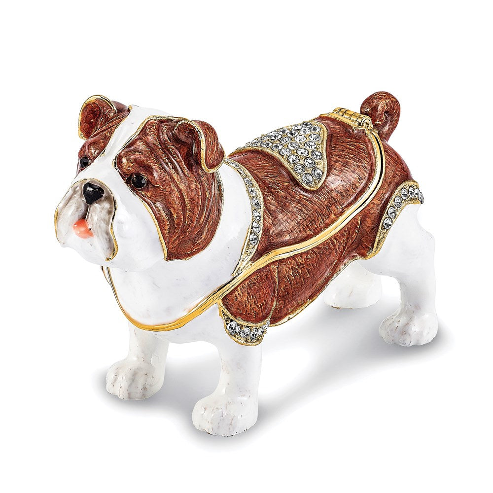 Jere Luxury Giftware, Bejeweled MAC English Bulldog Trinket Box with Matching Pendant Trinket Box & Keepsake Container Collectible Gift by Jere Luxury Giftware