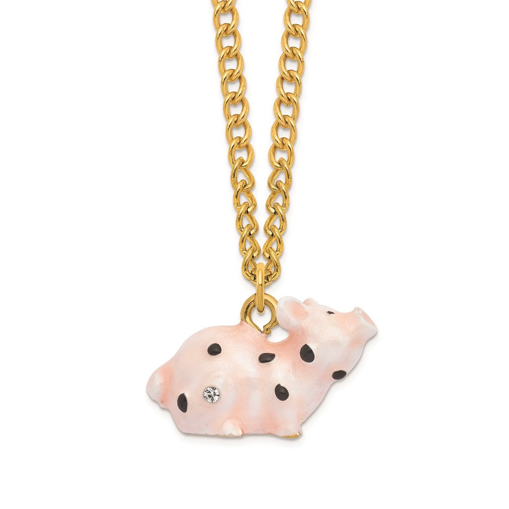 Jere Luxury Giftware, Bejeweled PETUNIA Spotted Pig Trinket Box with Matching Pendant Trinket Box & Keepsake Container Collectible Gift by Jere Luxury Giftware