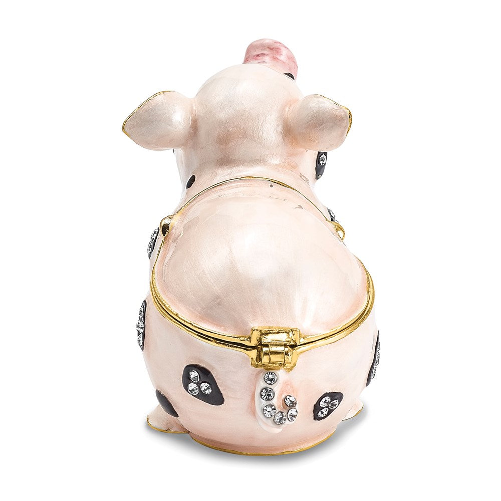 Jere Luxury Giftware, Bejeweled PETUNIA Spotted Pig Trinket Box with Matching Pendant Trinket Box & Keepsake Container Collectible Gift by Jere Luxury Giftware