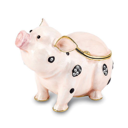 Jere Luxury Giftware, Bejeweled PETUNIA Spotted Pig Trinket Box with Matching Pendant Trinket Box & Keepsake Container Collectible Gift by Jere Luxury Giftware