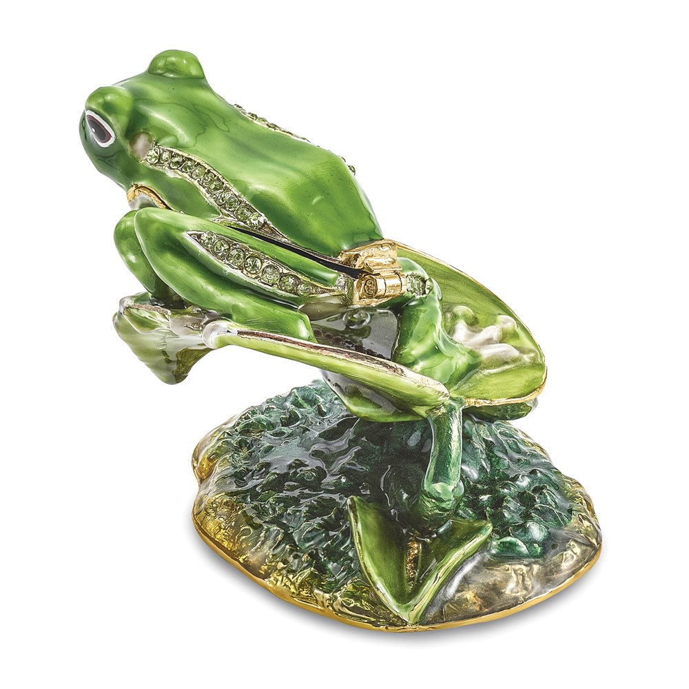 Jere Luxury Giftware, Bejeweled LILLY Frog on Lily Pad Trinket Box with Matching Pendant Trinket Box & Keepsake Container Collectible Gift by Jere Luxury Giftware