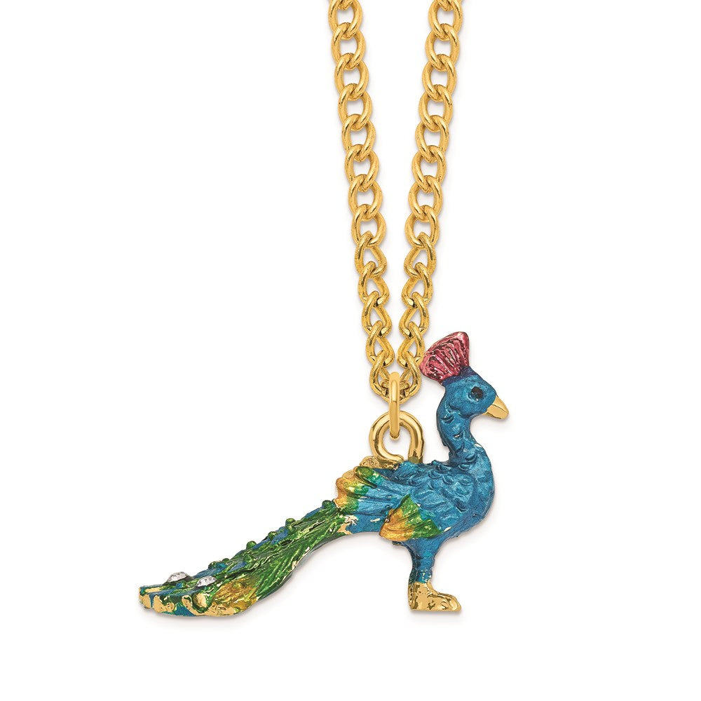 Jere Luxury Giftware, Bejeweled TAYLOR Blue Peacock Trinket Box with Matching Pendant Trinket Box & Keepsake Container Collectible Gift by Jere Luxury Giftware