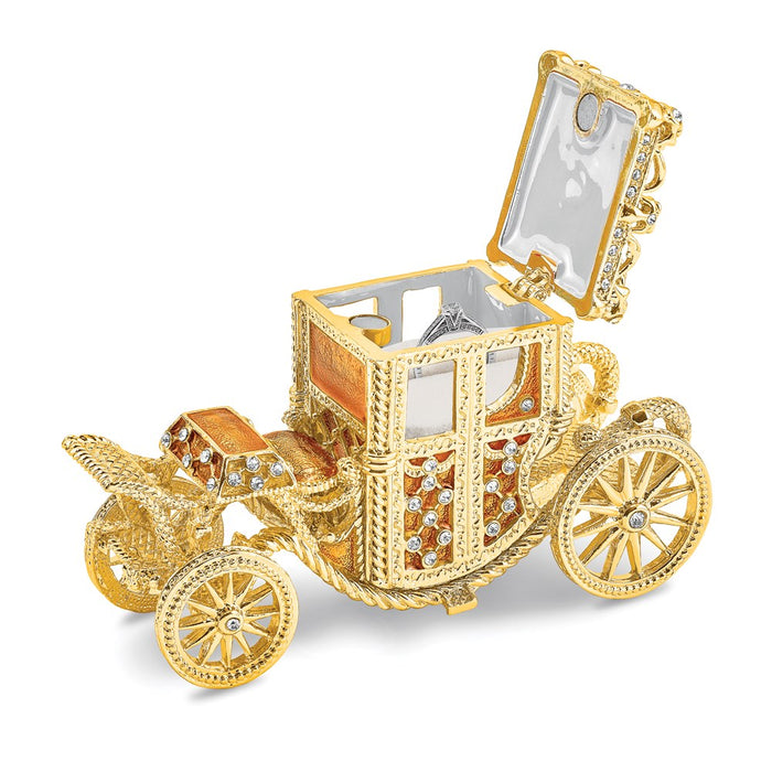 Jere Luxury Giftware, Bejeweled IMPERIAL Golden Carriage Trinket Box with Matching Pendant