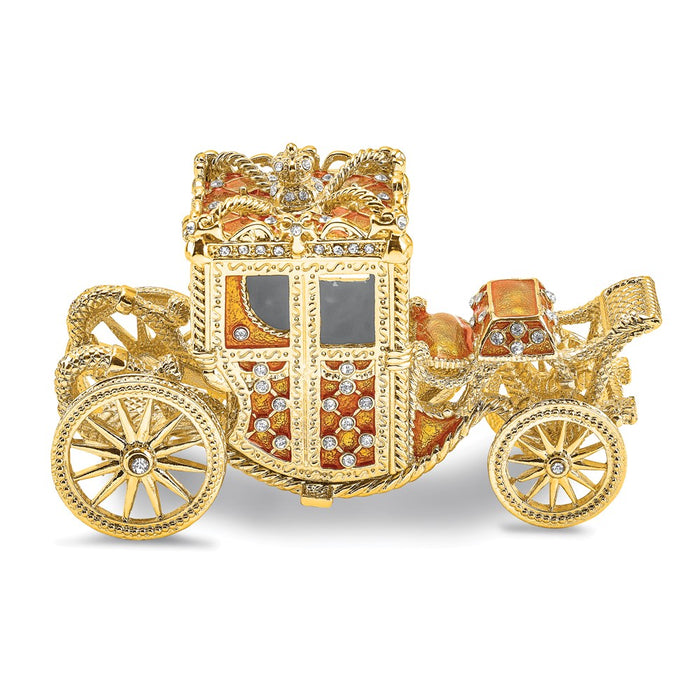 Jere Luxury Giftware, Bejeweled IMPERIAL Golden Carriage Trinket Box with Matching Pendant