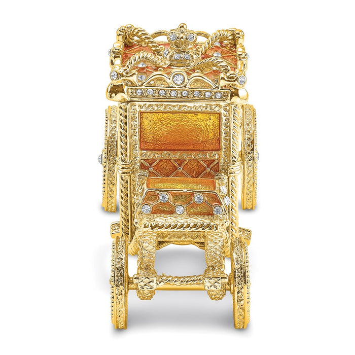 Jere Luxury Giftware, Bejeweled IMPERIAL Golden Carriage Trinket Box with Matching Pendant