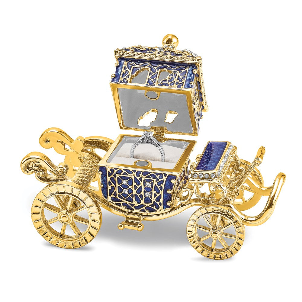 Jere Luxury Giftware, Bejeweled ROYAL BLUE Carriage Trinket Box with Matching Pendant Trinket Box & Keepsake Container Collectible Gift by Jere Luxury Giftware