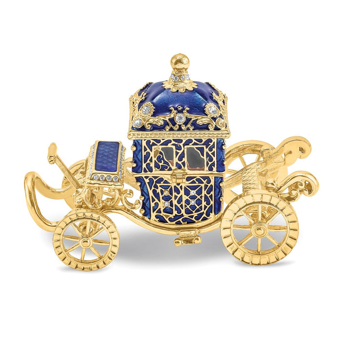 Jere Luxury Giftware, Bejeweled ROYAL BLUE Carriage Trinket Box with Matching Pendant