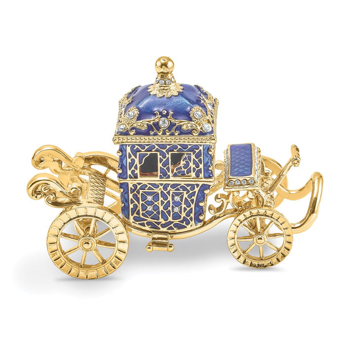 Jere Luxury Giftware, Bejeweled ROYAL BLUE Carriage Trinket Box with Matching Pendant