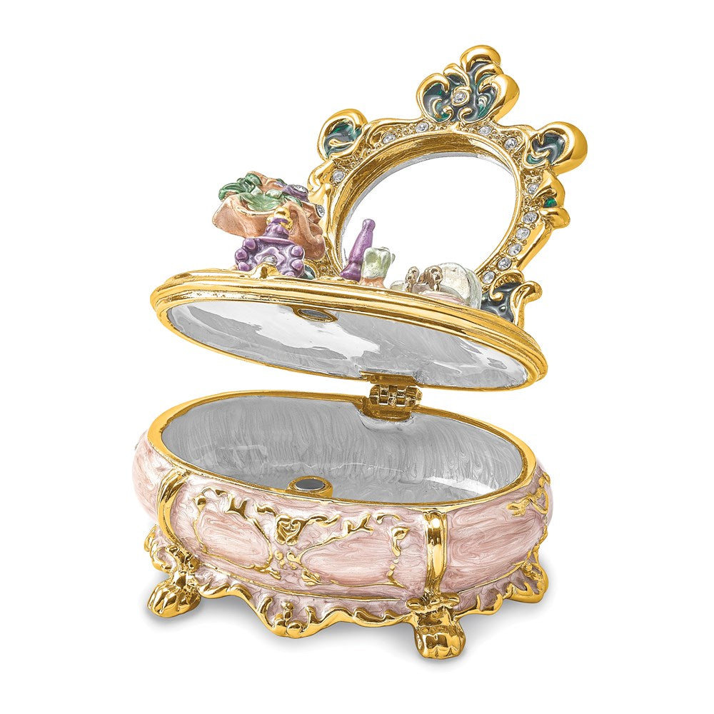 Jere Luxury Giftware, Bejeweled VANITY Dressing & Makeup Table Trinket Box with Matching Pendant Trinket Box & Keepsake Container Collectible Gift by Jere Luxury Giftware
