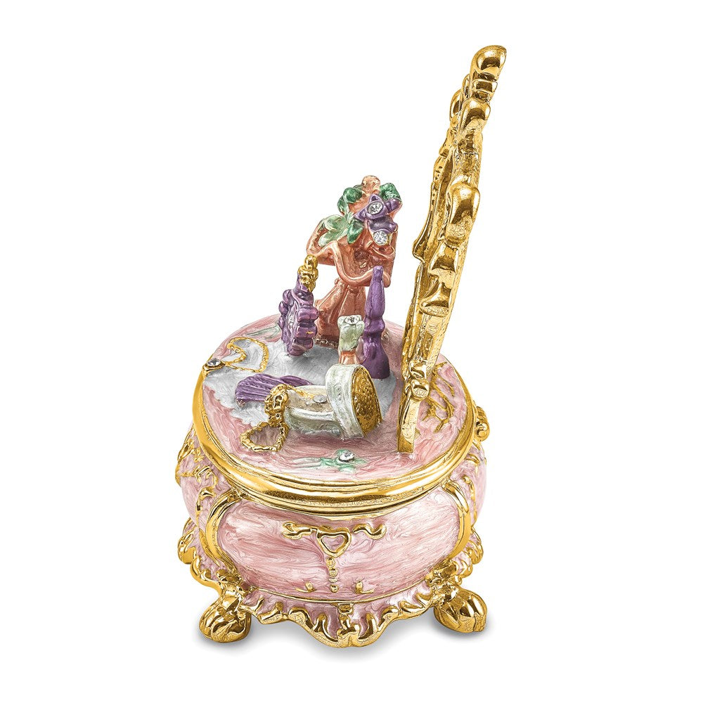Jere Luxury Giftware, Bejeweled VANITY Dressing & Makeup Table Trinket Box with Matching Pendant Trinket Box & Keepsake Container Collectible Gift by Jere Luxury Giftware