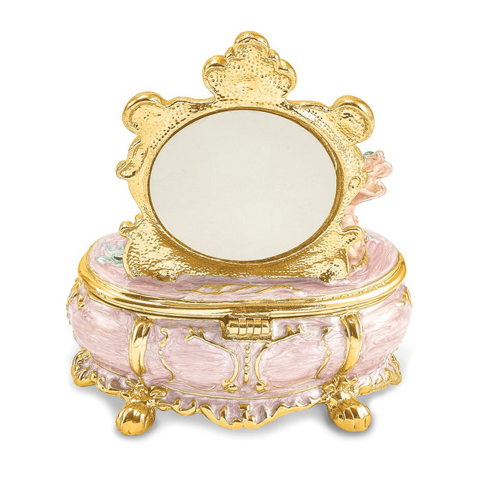 Jere Luxury Giftware, Bejeweled VANITY Dressing & Makeup Table Trinket Box with Matching Pendant