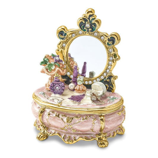 Jere Luxury Giftware, Bejeweled VANITY Dressing & Makeup Table Trinket Box with Matching Pendant Trinket Box & Keepsake Container Collectible Gift by Jere Luxury Giftware