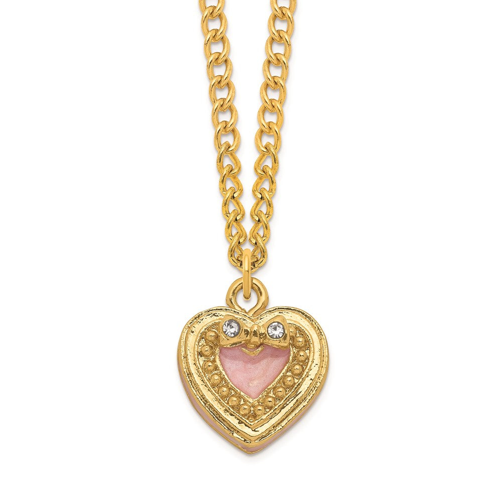 Jere Luxury Giftware, Bejeweled PEARLY PINK HEART w/Ring Pad Trinket Box with Matching Pendant Trinket Box & Keepsake Container Collectible Gift by Jere Luxury Giftware