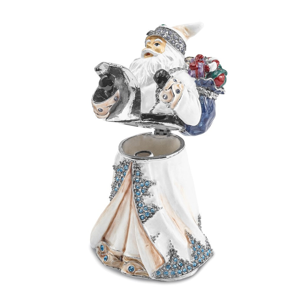 Jere Luxury Giftware, Bejeweled ST. NICHOLAS SINTERKLAAS White Santa Trinket Box with Matching Pendant Trinket Box & Keepsake Container Collectible Gift by Jere Luxury Giftware