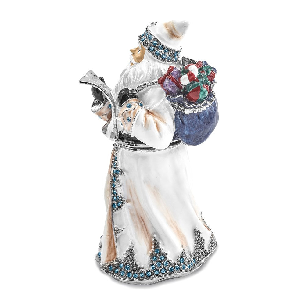 Jere Luxury Giftware, Bejeweled ST. NICHOLAS SINTERKLAAS White Santa Trinket Box with Matching Pendant Trinket Box & Keepsake Container Collectible Gift by Jere Luxury Giftware