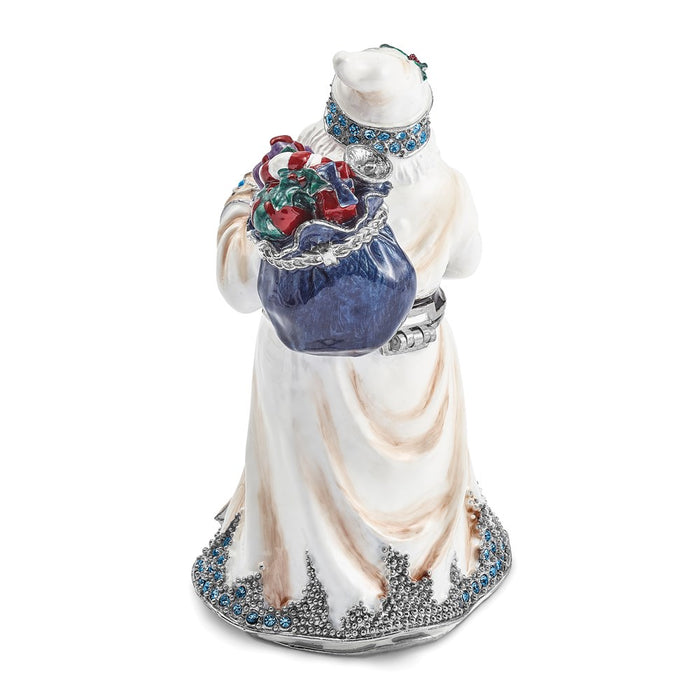 Jere Luxury Giftware, Bejeweled ST. NICHOLAS SINTERKLAAS White Santa Trinket Box with Matching Pendant