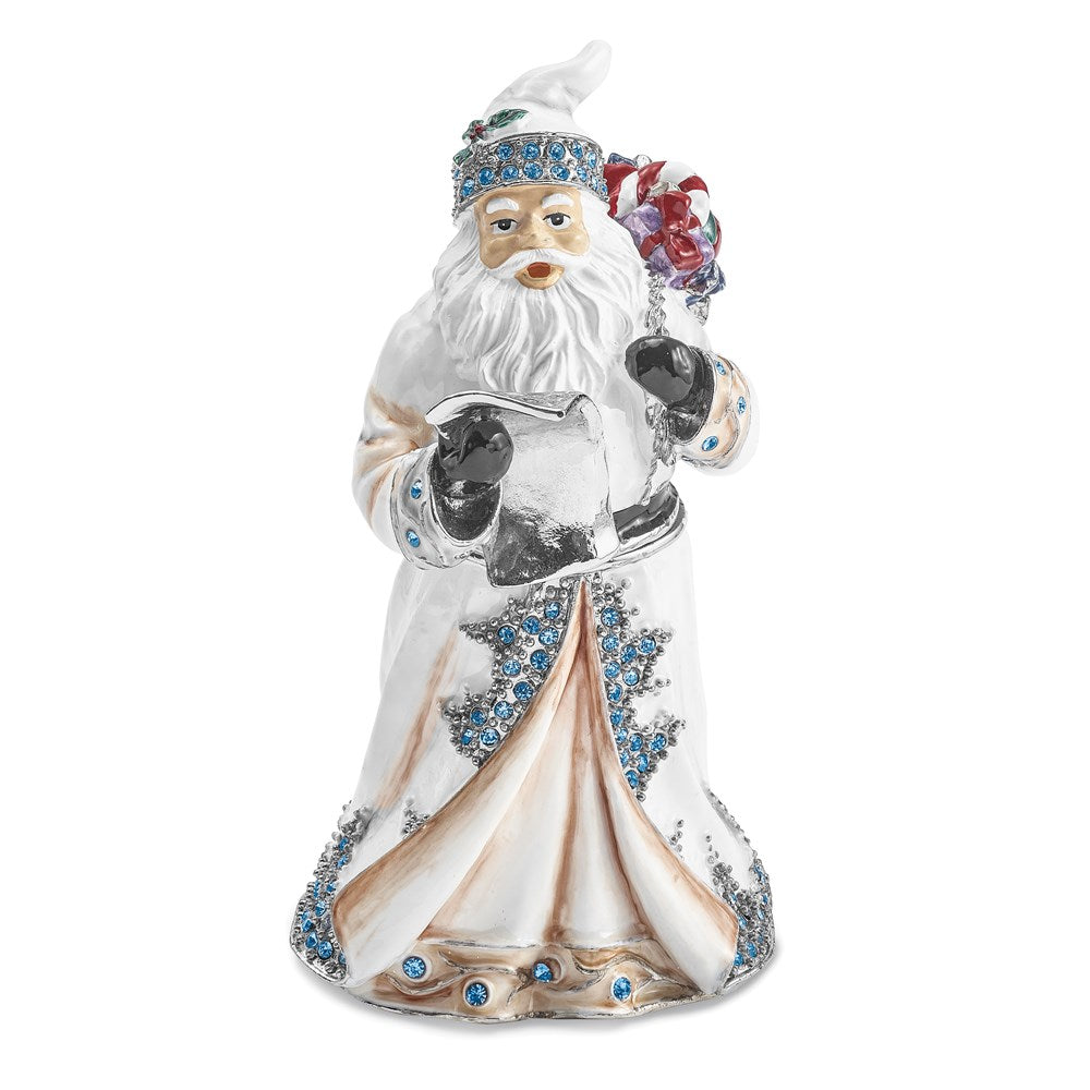 Jere Luxury Giftware, Bejeweled ST. NICHOLAS SINTERKLAAS White Santa Trinket Box with Matching Pendant Trinket Box & Keepsake Container Collectible Gift by Jere Luxury Giftware