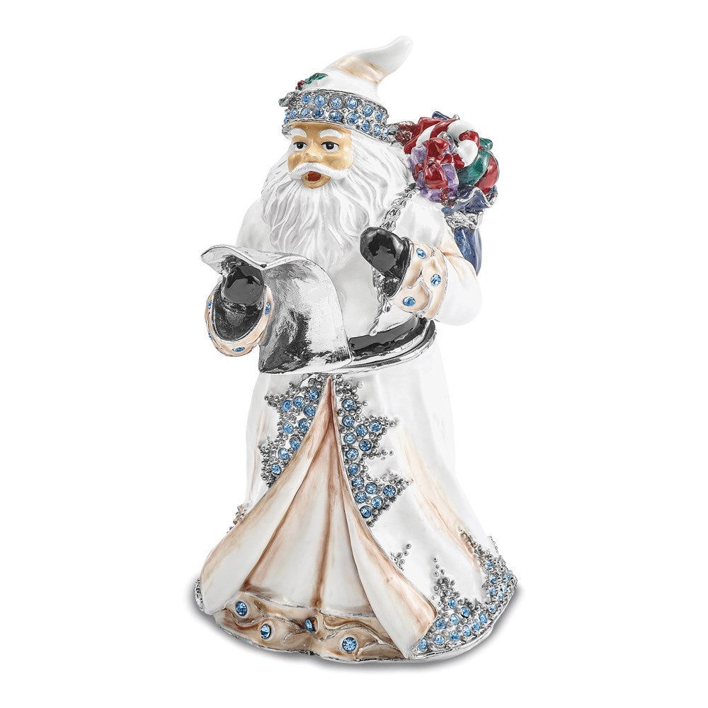 Jere Luxury Giftware, Bejeweled ST. NICHOLAS SINTERKLAAS White Santa Trinket Box with Matching Pendant Trinket Box & Keepsake Container Collectible Gift by Jere Luxury Giftware