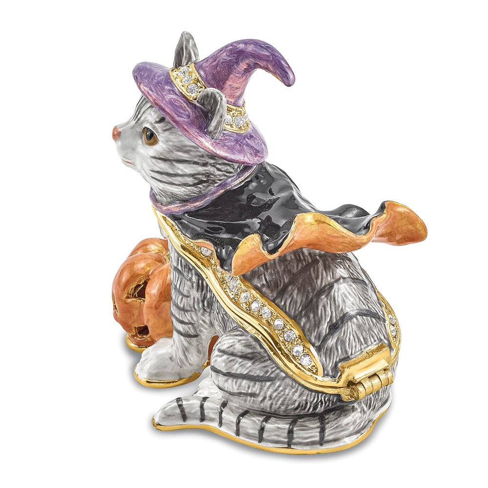 Jere Luxury Giftware, Bejeweled SERENA Halloween Cat Trinket Box with Matching Pendant Trinket Box & Keepsake Container Collectible Gift by Jere Luxury Giftware