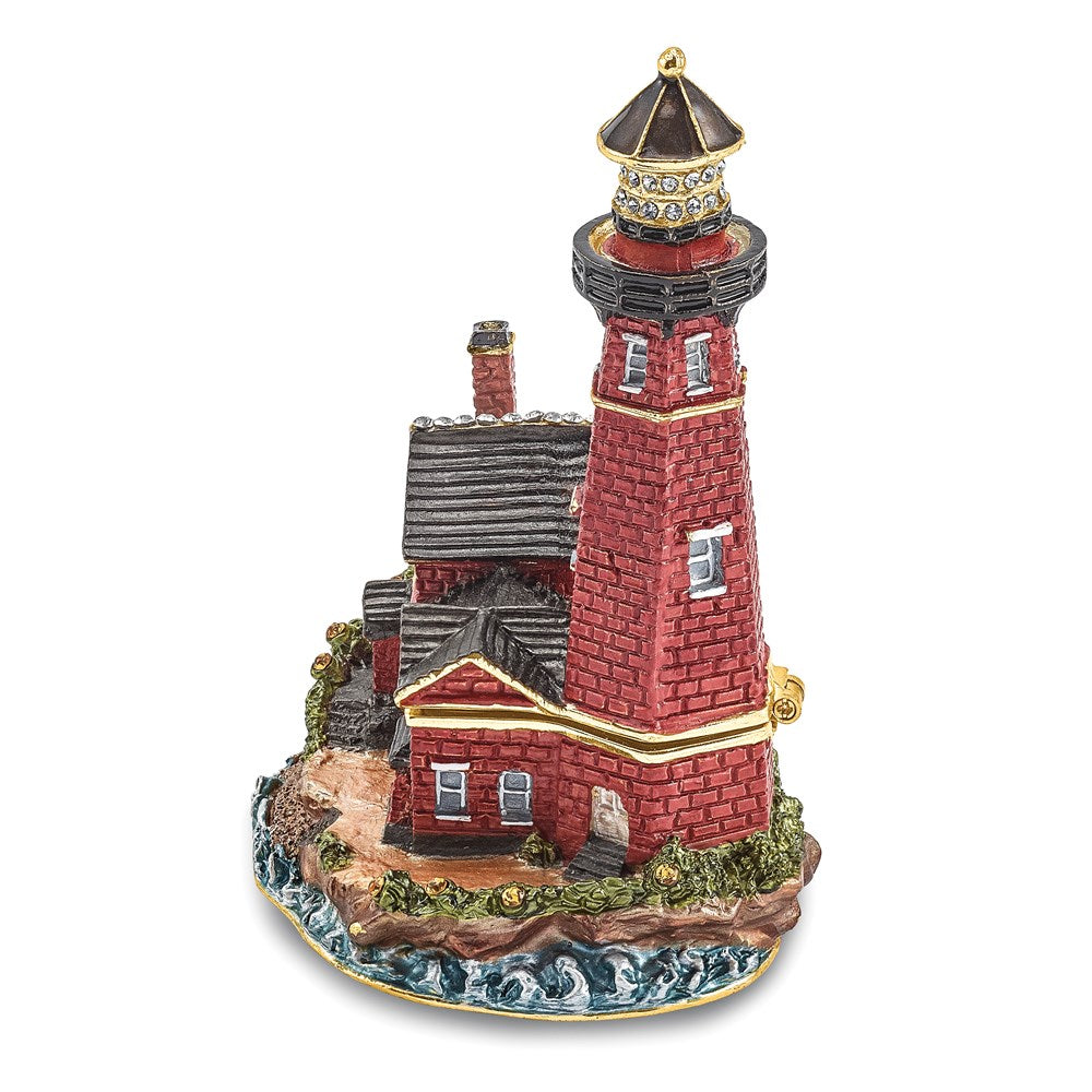 Jere Luxury Giftware, Bejeweled BEACON Red Brick Lighthouse Trinket Box with Matching Pendant Trinket Box & Keepsake Container Collectible Gift by Jere Luxury Giftware