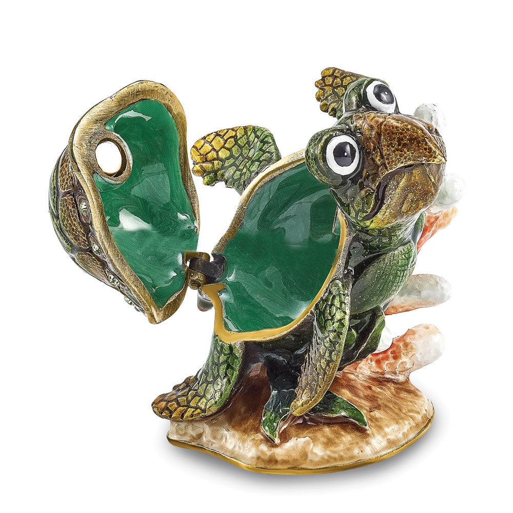 Jere Luxury Giftware, Bejeweled JEREMY Green Sea Turtle Trinket Box with Matching Pendant Trinket Box & Keepsake Container Collectible Gift by Jere Luxury Giftware