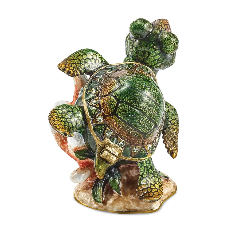 Jere Luxury Giftware, Bejeweled JEREMY Green Sea Turtle Trinket Box with Matching Pendant Trinket Box & Keepsake Container Collectible Gift by Jere Luxury Giftware