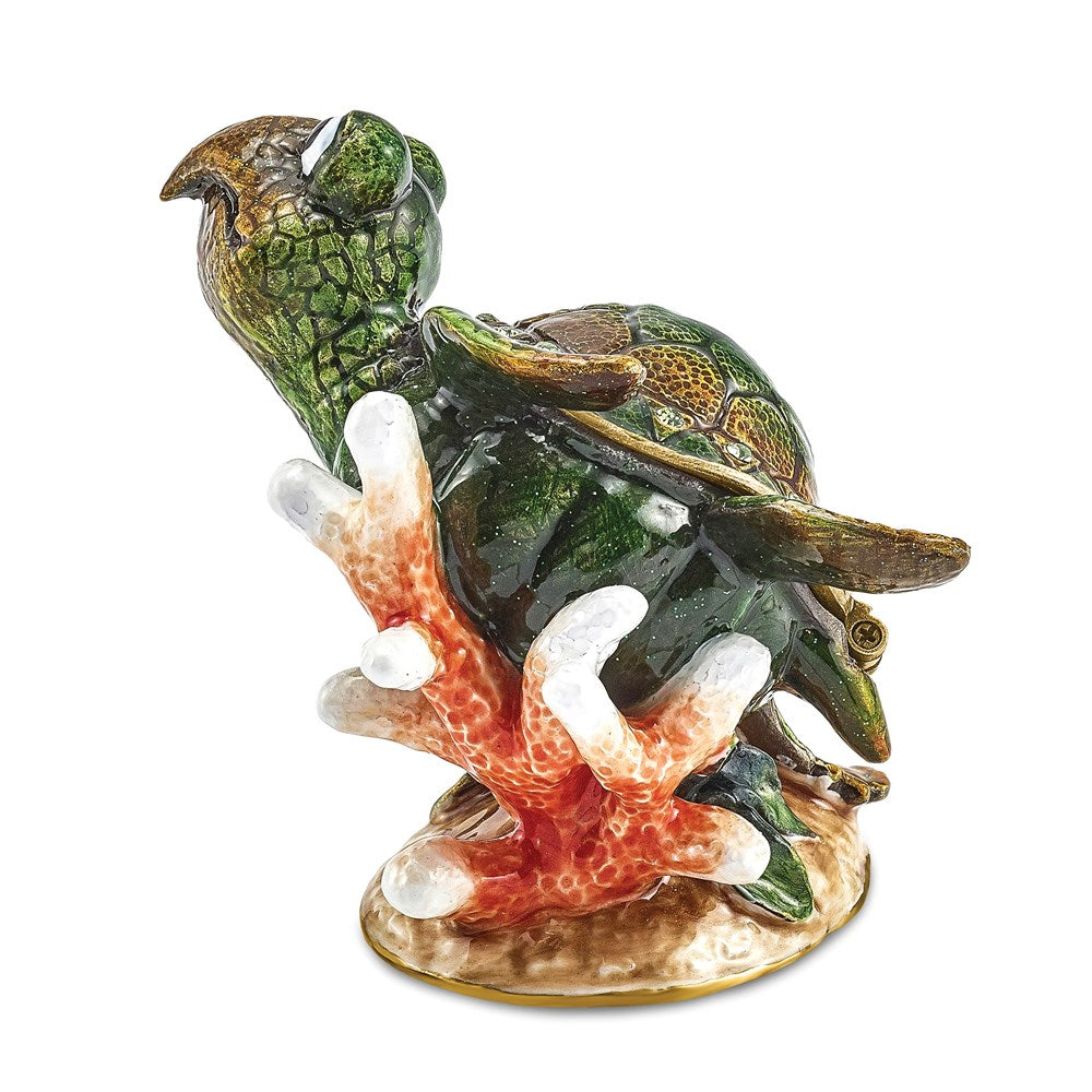 Jere Luxury Giftware, Bejeweled JEREMY Green Sea Turtle Trinket Box with Matching Pendant Trinket Box & Keepsake Container Collectible Gift by Jere Luxury Giftware