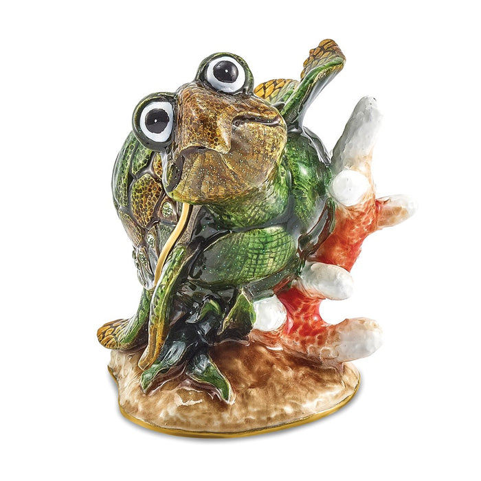 Jere Luxury Giftware, Bejeweled JEREMY Green Sea Turtle Trinket Box with Matching Pendant