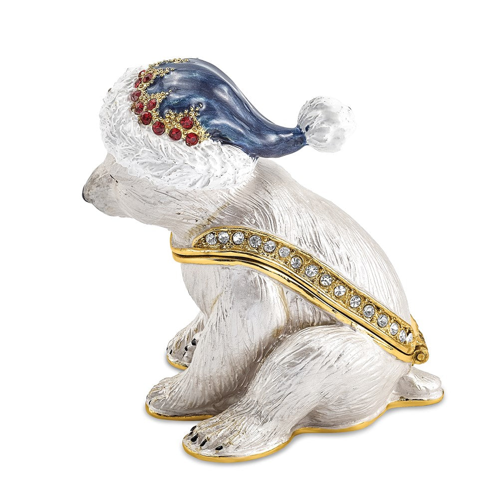Jere Luxury Giftware, Bejeweled NOELLE Cuddly Polar Bear Cub Trinket Box with Matching Pendant Trinket Box & Keepsake Container Collectible Gift by Jere Luxury Giftware