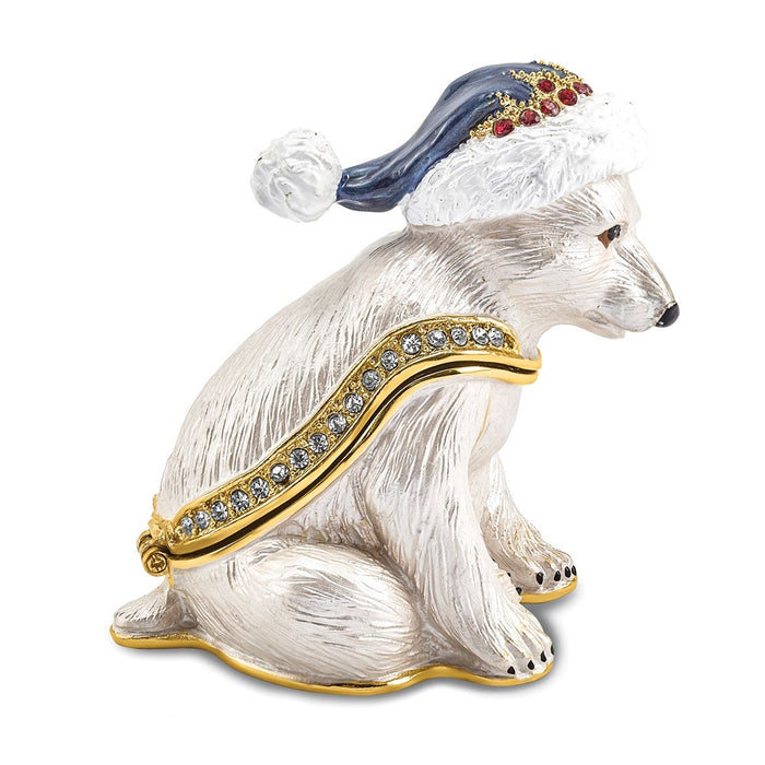 Jere Luxury Giftware, Bejeweled NOELLE Cuddly Polar Bear Cub Trinket Box with Matching Pendant