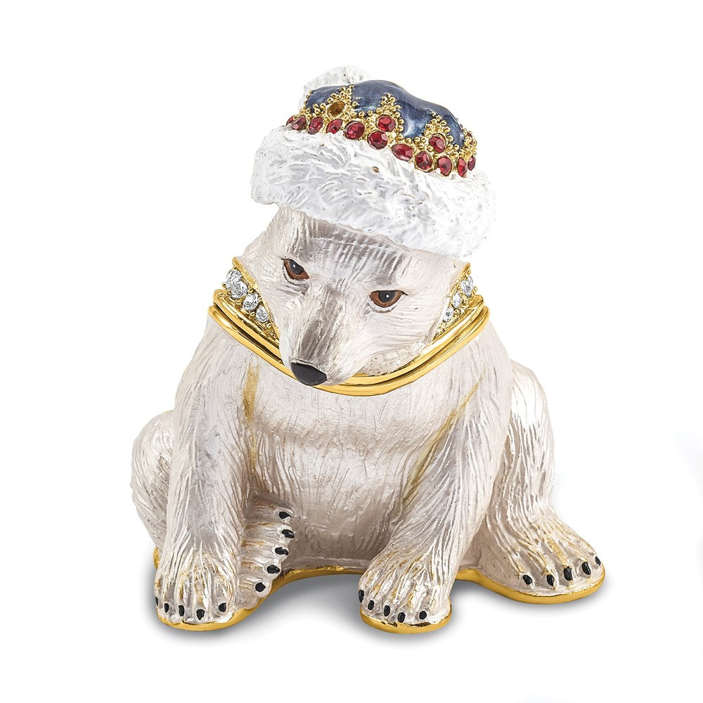 Jere Luxury Giftware, Bejeweled NOELLE Cuddly Polar Bear Cub Trinket Box with Matching Pendant Trinket Box & Keepsake Container Collectible Gift by Jere Luxury Giftware