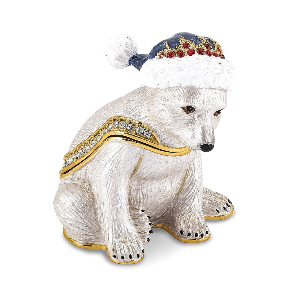 Jere Luxury Giftware, Bejeweled NOELLE Cuddly Polar Bear Cub Trinket Box with Matching Pendant Trinket Box & Keepsake Container Collectible Gift by Jere Luxury Giftware