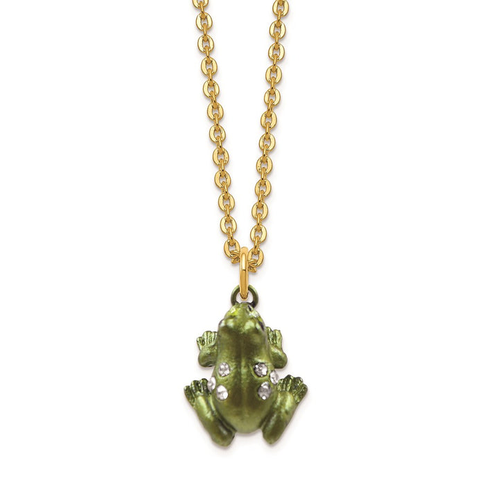 Jere Luxury Giftware, Bejeweled HOPPER Small Green Frog Trinket Box with Matching Pendant