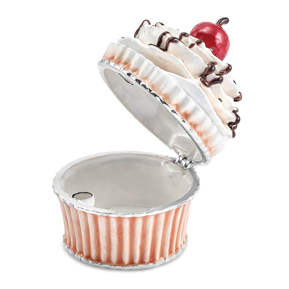 Jere Luxury Giftware, Bejeweled CHERRY ON TOP Cupcake Trinket Box with Matching Pendant Trinket Box & Keepsake Container Collectible Gift by Jere Luxury Giftware
