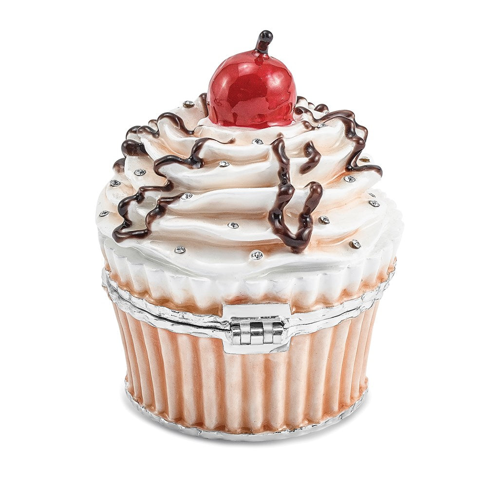 Jere Luxury Giftware, Bejeweled CHERRY ON TOP Cupcake Trinket Box with Matching Pendant Trinket Box & Keepsake Container Collectible Gift by Jere Luxury Giftware