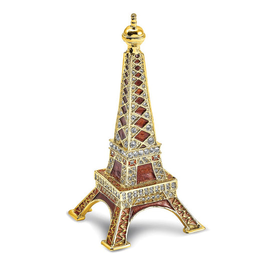 Jere Luxury Giftware, Bejeweled PARIS Eiffel Tower Ring Holder Trinket Box with Matching Pendant Trinket Box & Keepsake Container Collectible Gift by Jere Luxury Giftware