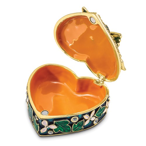 Jere Luxury Giftware, Bejeweled BLUSH Pink Butterfly on Heart Trinket Box