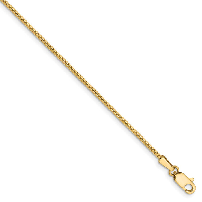 Million Charms 14k Yellow Gold 1.1mm Box Chain, Chain Length: 7 inches
